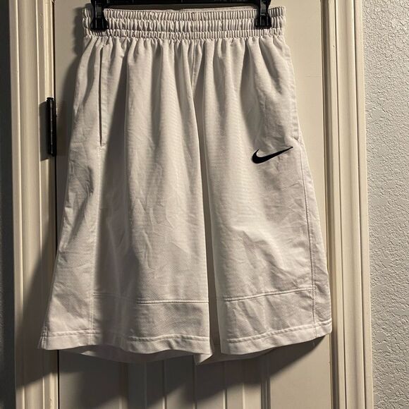 Nike Men's Dri-Fit Drawstring Elastic Waist Shorts Sides Pocket White Small - Picture 1 of 7